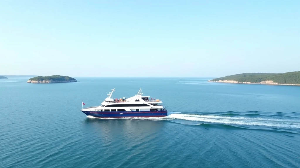 Praam Eesti saarte vahel, merelaine ja laev