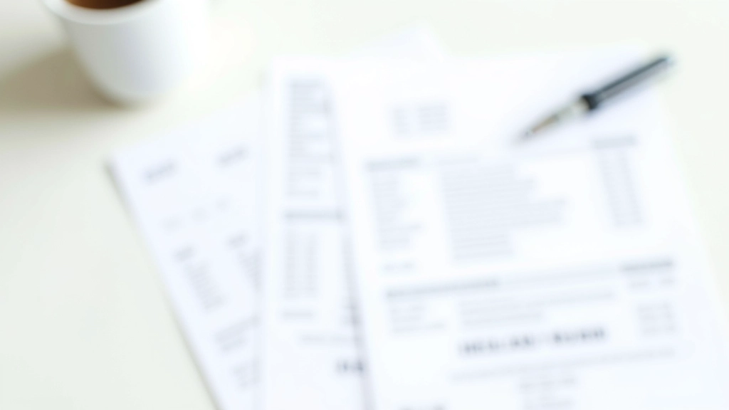 Monthly bills and invoices arranged on table including rent, electricity, internet, and insurance documents