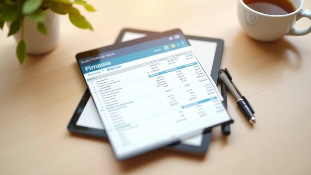 Open spreadsheet on tablet showing expense categories and monthly totals with colorful charts