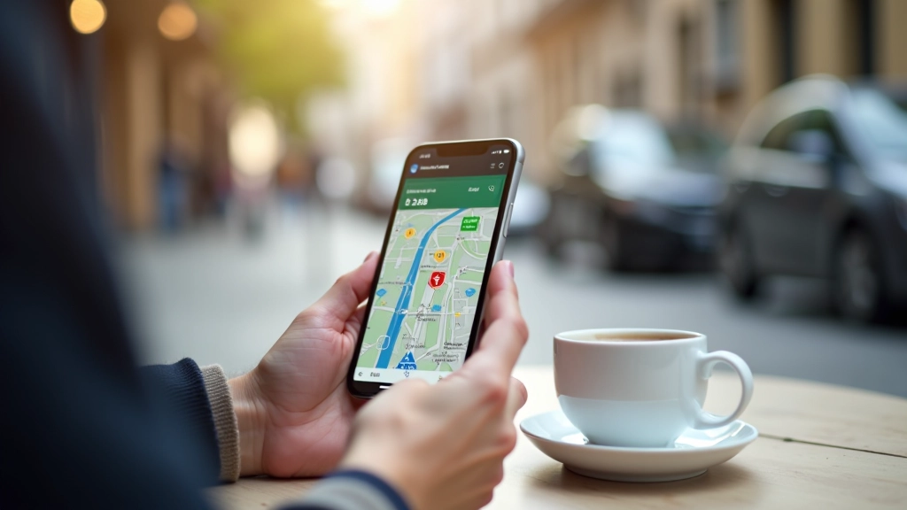 Nutitelefoni ekraan kaardiga, jalgrattur otsib marsruuti, linna kaart, kaardirakendustes